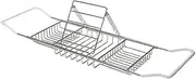 AIMALL Telescopic Bathtub Rack Tray – Adjustable Metal Bath Shelf Organiser with Foldable Tablet Holder for Relaxing, Reading, Spa Essentials – 24.4"–37.8"