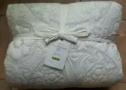 Pottery Barn Kiley Washed Medallion Cotton White Gray Full Queen Quilt #1909