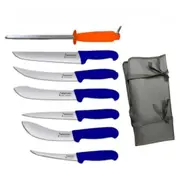 Diekensen 8PCS Butcher Knife Set - Boning Skinning Sticking Breaking Steel Blue