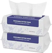 ZOTIKA Disposable Face Towels, Soft Cotton Dry Wipes, Lint-Free, Facial Tissues for Skin Care, Facial Cleansing, Makeup Wipes, Makeup Remover Towels, Upgraded Ultra Absorbent Thickened Face Cloths (Pack of 2, 7.9 x 7.9")