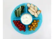 new Mainstays 5-Compartment Acrylic Chip and Dip Serving Tray, Blue 15"