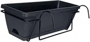 Leefasy Window Box Planter Hanging Railing Planter for Balcony Railing Hanging Planter Rectangular Plant Basket for Windowsill Countryside Porch, Dark Grey