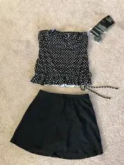 SASSY MIRACLESUIT BLACK PRINT RUFFLE TANKINI SWIMSUIT 8
