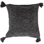 Corfu Cushion with 4 Tassels Black