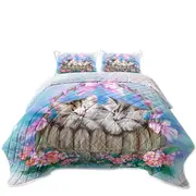 Adorable Kittens Peaceful Dream Cats in Basket Coverlet