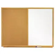 Quartet S553 Melamine/Cork Bulletin/dry-Erase Board - White/Brown, Oak Frame