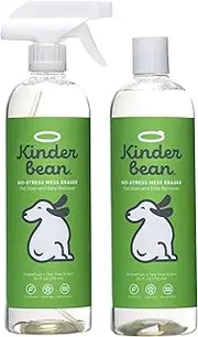 Kinderbean Dog & Cat Urine Stain and Odor Eliminator for Carpet, Upholstery, Hard Floors - 2-Pack 24 oz., Grapefruit Tea Tree Scent, Enzyme Bio-Active Formula with Squeeze and Spray Top