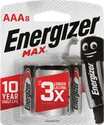 Energizer Max AAA Batteries 8 Pack - E92BP8T