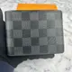 [二手] Lv N60053 AMERIGO 黑灰棋盤格對開零錢多卡短夾