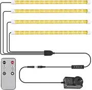 ACAGALA 4 Pack Led Grow Lights for Indoor Plants Full Spectrum Waterproof Plant Light Strip 10 Dimmable Levels 3 Working Modes Timer 3/9/12H Grow Lamp with Remote Control