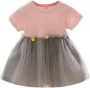 [Generic] High Wedding Flower Girl Dress Tulle Toddler Baby Patchwork Princess Girls Dress&Skirt Warm Dress for Toddler Girl