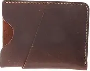 [WESIEVYA] Slim Credit Card Organizer Handmade Leather Mini Wallet Card Case Pen Loop for Notebook