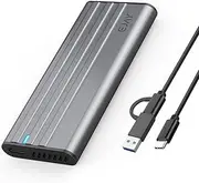 EJAY Aluminum Type C Tool-Free M.2 NVME SSD Enclosure,USB 3.1 Gen 2 10 Gbps PCIE to USB C External Case Adapter with UASP Trim and Silicone Cooling Plate (M201V)