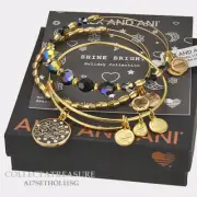 Authentic Alex and Ani Let it Snow Set of 3 Yellow Gold Expandable Charm Bangle