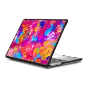 MacBook Pro 14-inch (M1 - M4) Impact Case FLORAL FANTASY - Chic Girly Colorful Neon Hot Pink Bold Turquoise Aqua Blue Yellow Floral Abstract Textural Painting Fine Art Flowers Summer Garden Nature Pattern Feminine Design
