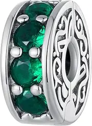 [Teleye] Green Source Positioning Clasp Charm 925 Sterling Silver Charm Fits For Pandora Bracelet Necklace,SCC2603, Cubic Zirconia, Created Cubic Zirconia