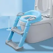 Potty Training Seat with Step Stool Ladder,Potty Training Toilet for Kids Boys Girls，Toddlers-Comfortable Safe Potty Seat with Anti-Slip Pads Ladder (Blue)