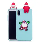 For iPhone XR Case,Baby Blue 3D Santa Claus Pattern Protective Back Cover