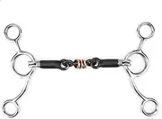 tooloflife Horse Mouth Chain Ring Copper Roller Gag, Dutch Snaffle Bit Stainless Steel Training Mouth Iron Mouthpiece Gags (127mm)