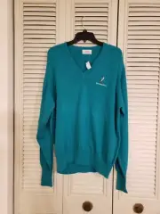 Vtg “TITLEIST by CORBIN” TEAL V NECK GOLF SWEATER ADULT XL BLUE HERON PINES NWT!
