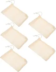 Hoement 5pcs Natural Sisal Exfoliating Bag Soap Net for Bath Shower Bubble Saver