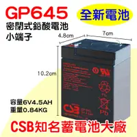 在飛比找蝦皮購物優惠-電小二 全新電池 CSB GP645 6V-4.5Ah 電子