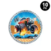 Monster Truck Theme 7 inch 17cm Plates 10PK - Kids Birthday Party Tableware