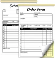 2 Pack Carbonless Receipt Books for Small Business - 50 Sets Each, 5.5x8.3