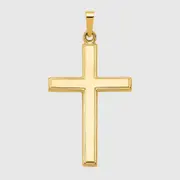 18K Gold Over Silver Mens Cross Pendant Religious Vermeil Chain Necklace Christian Jewelry