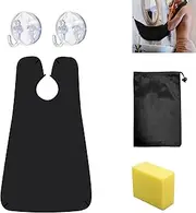 DHWEKU Beard Apron for Beard Design, Waterproof Beard Bib for Beard Care with Storage Bag and Cleaning Sponge, Collecting Cloth Men, Black