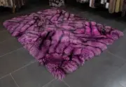 5690 Silver Fox Rug in purple Genuine Fur Carpet Real Fox Furs Pelt Runner Fur