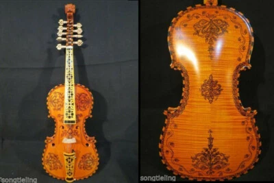 Deluxe fancy Professional concert Norwegian fiddle 4/4 violin (4*5)strings#10221