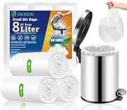 OKKEAI Small Pedal Bin Liners Bathroom Bin Bags White Garbage Bags 8l Rubbish Bags Plastic Waste Bags Clear Trash Bags for Toilet,Office Fit 6L,7L,8L,9L,10L Caddy Bags