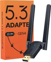 ZEXMTE Long Range Bluetooth 5.3 Adapter for PC, 590FT/180M USB Black
