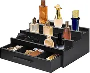 Perfume Holder Organizer, Fragrance Organizer Three-Layer Perfume Rack, Perfume Rack Organizer, Fragrance Display, Black Perfume Organizer With Drawers for Aftershave, Beard, Shaving Lotion, Perfume