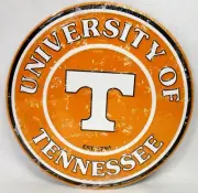 12" Round Novelty Sign Tennessee Volunteers Go Vols Distressed Big Orange NCAA
