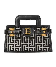 B-Buzz Small Top Handle monogrammed canvas and leather bag One size Black