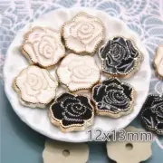 50pcs Buttons Rose Flower Flatback Home Garden Crafts Cabochon DIY Accessories