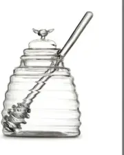 Victoria Bella Honey Pot Glass Honey Jar with Spoon (small) 13.5oz (400 ml)