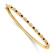 14k Yellow Gold Garnet and Natural Diamond Bangle