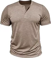 [Generic] Men's Henley Shirts Stretchy Short Sleeve Basic Button Pullover T-Shirts Classic Lightweight Cotton Tee Shirts