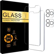 [2+2] 2Pack Tempered Glass Screen Protector for iPhone 13 [6.1 inch] & 2Pack Camera Lens Protector Premium HD Case Friendly Film for Apple iPhone