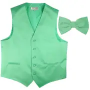 New Men's Formal Vest Tuxedo Waistcoat aqua green_Bowtie wedding prom party