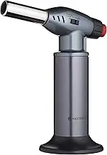MasterClass Blow Torch, Refillable Chef Blow Torch, Adjustable Anti-flare Flame, Non-Slip Metal Body, Grey/Silver