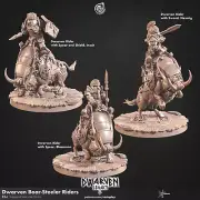 Dwarf Cavalry Miniature Set Wild Boar Tab Figurine for Ttrpg's Like D & D 5e