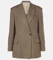 [Brunello Cucinelli] Brunello Cucinelli Herringbone wool-blend blazer AU 10 brown