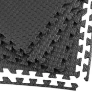 Xspec 3/8" Thick 100 Sq Ft Steel EVA Foam Floor Exercise Gym Mat 25 pcs, Black