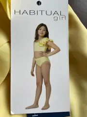 HABITUAL GIRL SWIMSUIT TOP & BOTTOM 2 PC SET IN LIGHT YELLOW SIZE 16 NEW