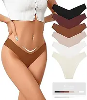 [ULTREAGLE] Seamless Underwear Women Pack - Womens No Show Cheeky Thongs Sexy Thong Hipster Panties Bikini Briefs 6 Pack