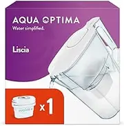 Aqua Optima Liscia Water Filter Jug & 1 x 30 Day Evolve+ Filter Cartridge, 2.5 Litre Capacity, for Reduction of Microplastics, Chlorine, Limescale and Impurities, White (Packing May Vary)